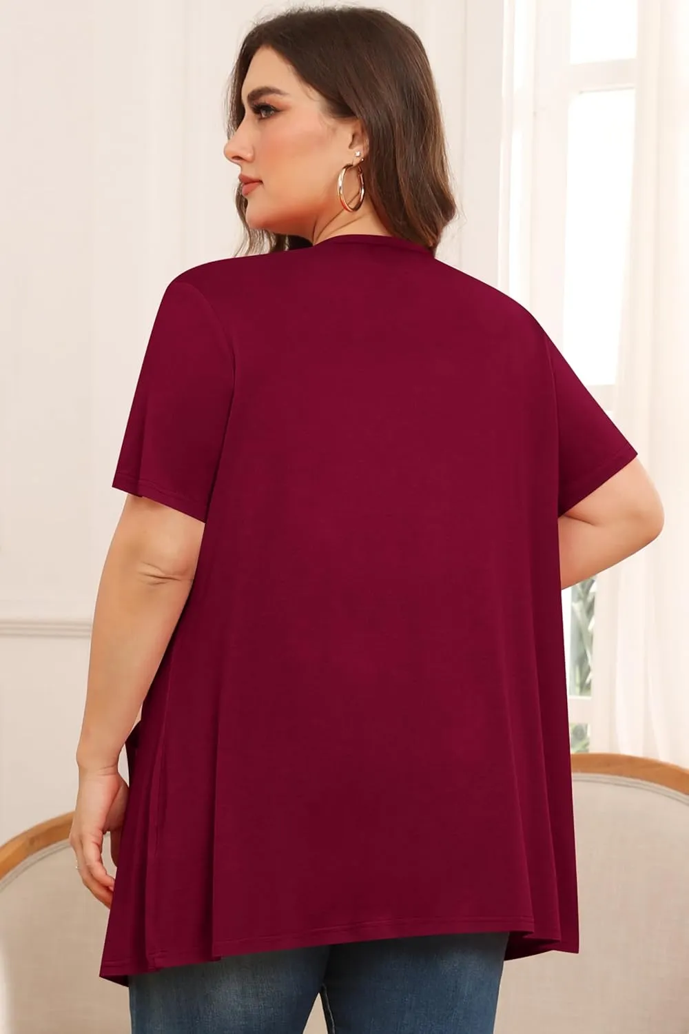 TIANZHU Plus Size Cardigan for Women Lightweight Short Sleeve Summer Dressy Light Cardigan
