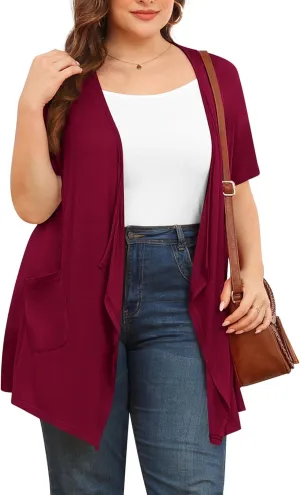 TIANZHU Plus Size Cardigan for Women Lightweight Short Sleeve Summer Dressy Light Cardigan