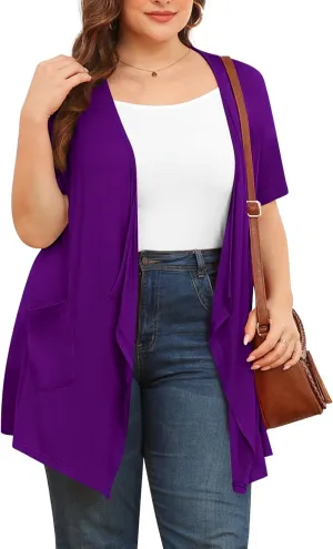 TIANZHU Plus Size Cardigan for Women Lightweight Short Sleeve Summer Dressy Light Cardigan