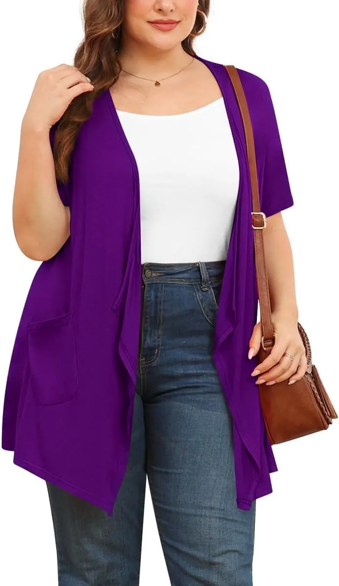 TIANZHU Plus Size Cardigan for Women Lightweight Short Sleeve Summer Dressy Light Cardigan