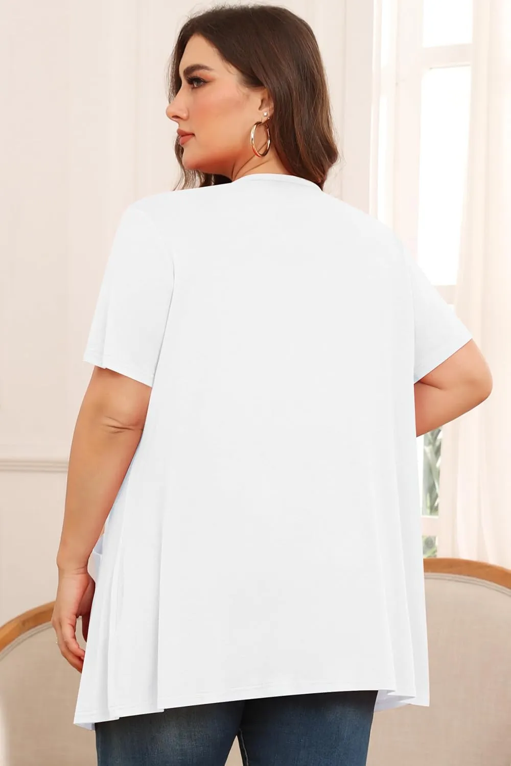 TIANZHU Plus Size Cardigan for Women Lightweight Short Sleeve Summer Dressy Light Cardigan