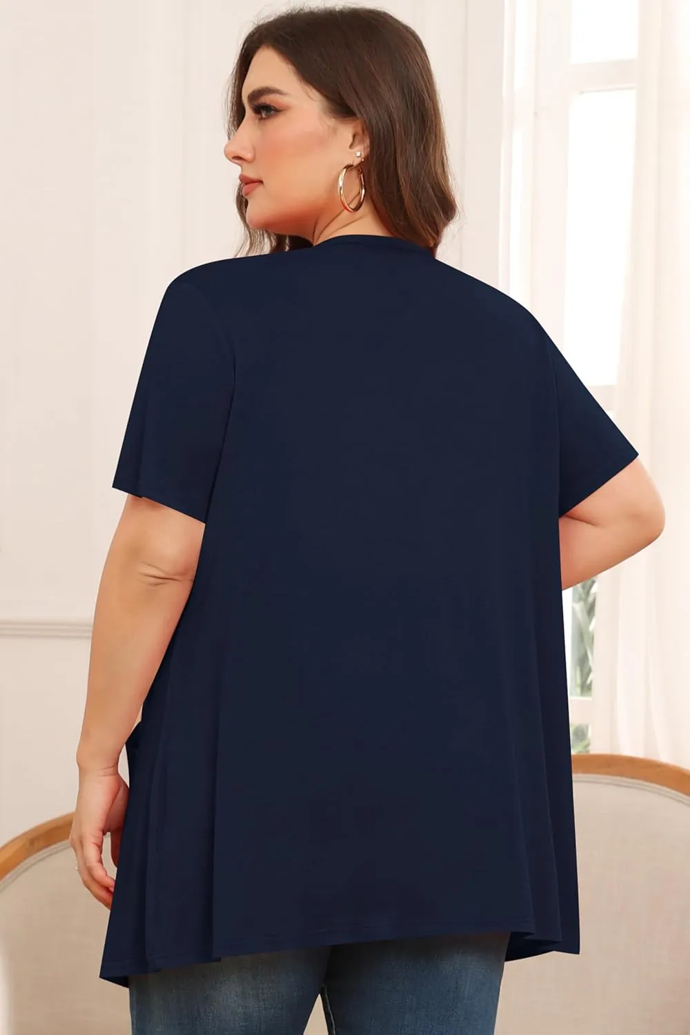 TIANZHU Plus Size Cardigan for Women Lightweight Short Sleeve Summer Dressy Light Cardigan
