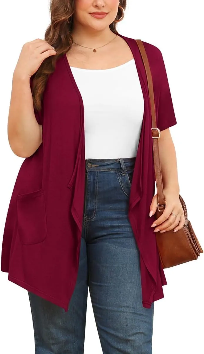 TIANZHU Plus Size Cardigan for Women Lightweight Short Sleeve Summer Dressy Light Cardigan