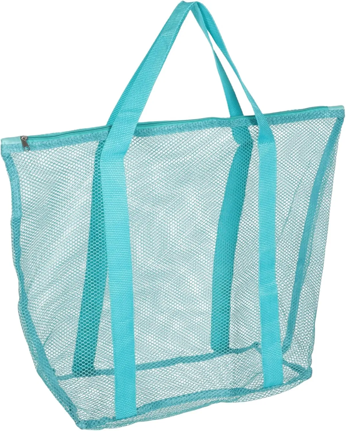 Transparent Mesh Tote Bag for Women Large Capacity Beach Bag with Comfortable Shoulder Strap Multi Functional Zipper Pouch for Beach Trips Shopping and Travel Essentials