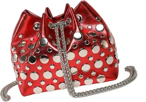 Trendy Small Bucket Crossbody Bag With Studs Design Practical PU Leather Chain Strap For Women 2025 Satchel Purse