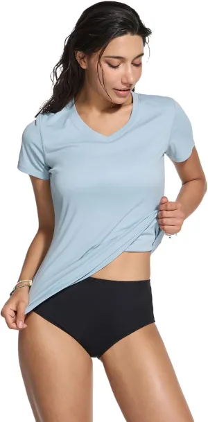 TSLA Women's UPF 50  V-Neck Swim Shirts, UV Sun Protection Short Sleeve Rashguard, Outdoor Summer Athletic Workout Tops