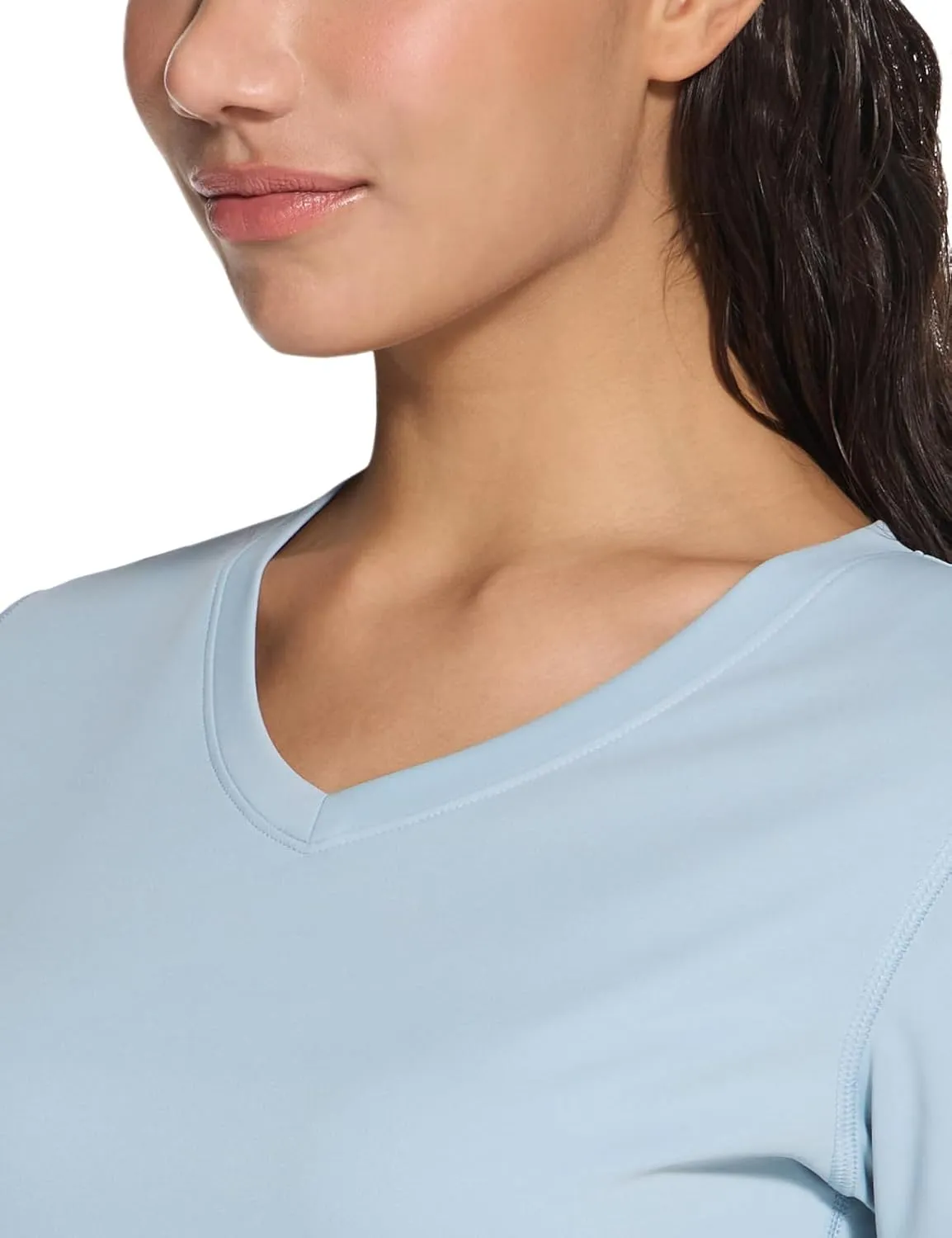 TSLA Women's UPF 50  V-Neck Swim Shirts, UV Sun Protection Short Sleeve Rashguard, Outdoor Summer Athletic Workout Tops