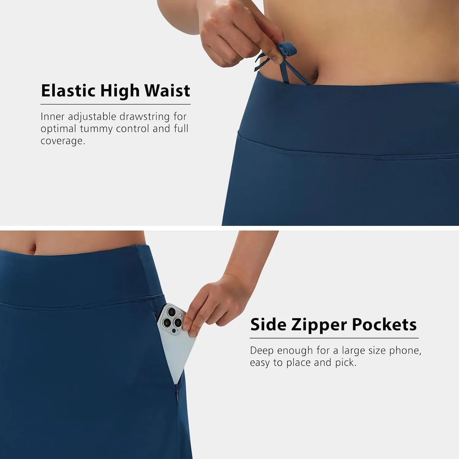 Turnhier Women's Midi Length Skorts Skirts with 2 Pockets Modest Long Skirts 28" Knee Length Athletic Skort