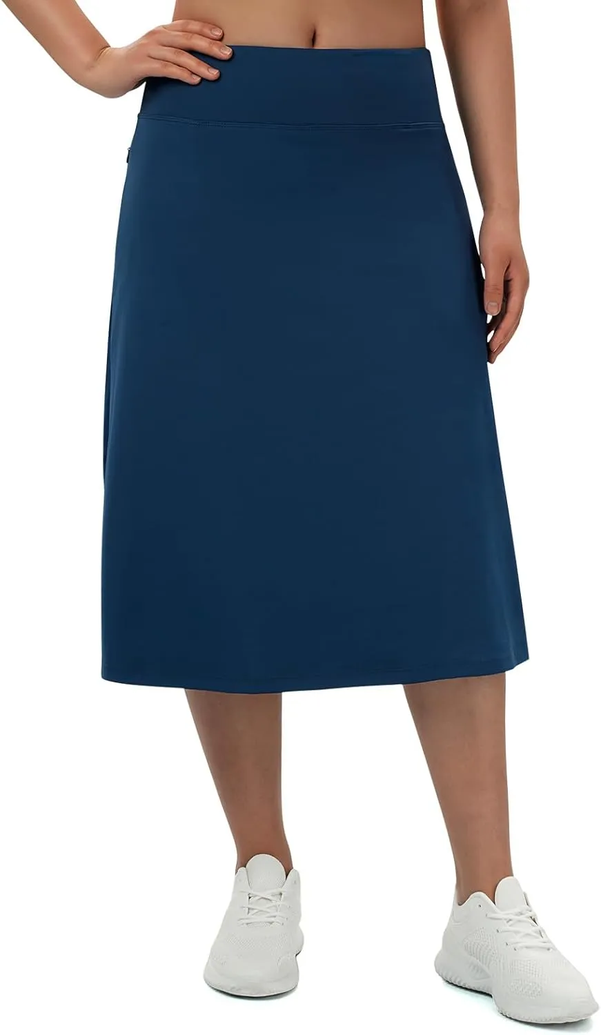 Turnhier Women's Midi Length Skorts Skirts with 2 Pockets Modest Long Skirts 28" Knee Length Athletic Skort