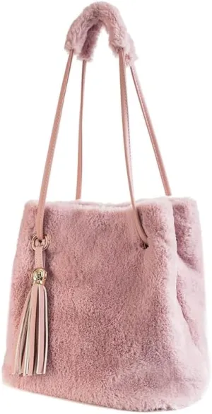 Ulisty Women Winter Faux Fur Shoulder Bag Plush Handbag Fluffy Bucket Bag Tassel Crossbody Bag