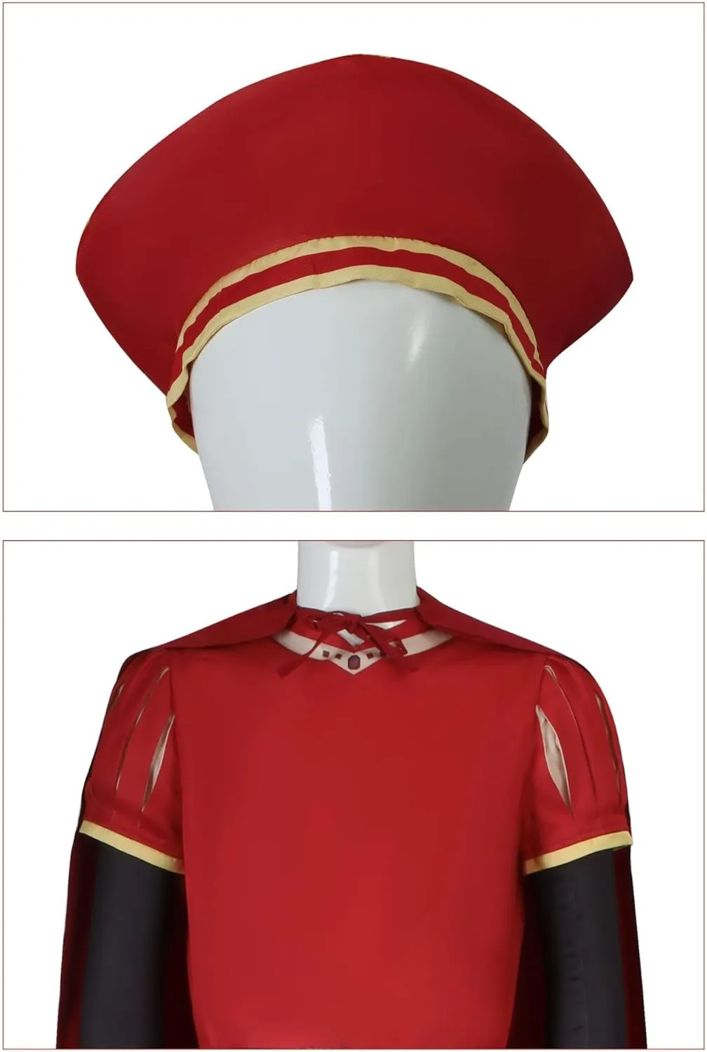Unisex Red King Costume Cloak Robe Gloves Sleeves Belt Wig Hat Halloween Costume Suit