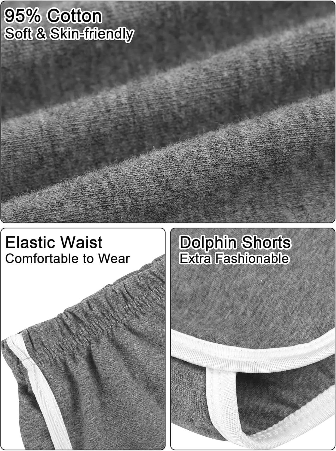 URATOT 5 Packs Soft Comfy Booty Cotton Workout Pants Breathable Lounge Dolphin Shorts Cycling Hiking Pants for Women