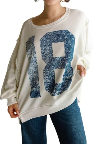 utcoco Oversized Sweatshirt for Women Letter Graphic Crew Neck Long Sleeve Shirts Fashion Hoodies Tops