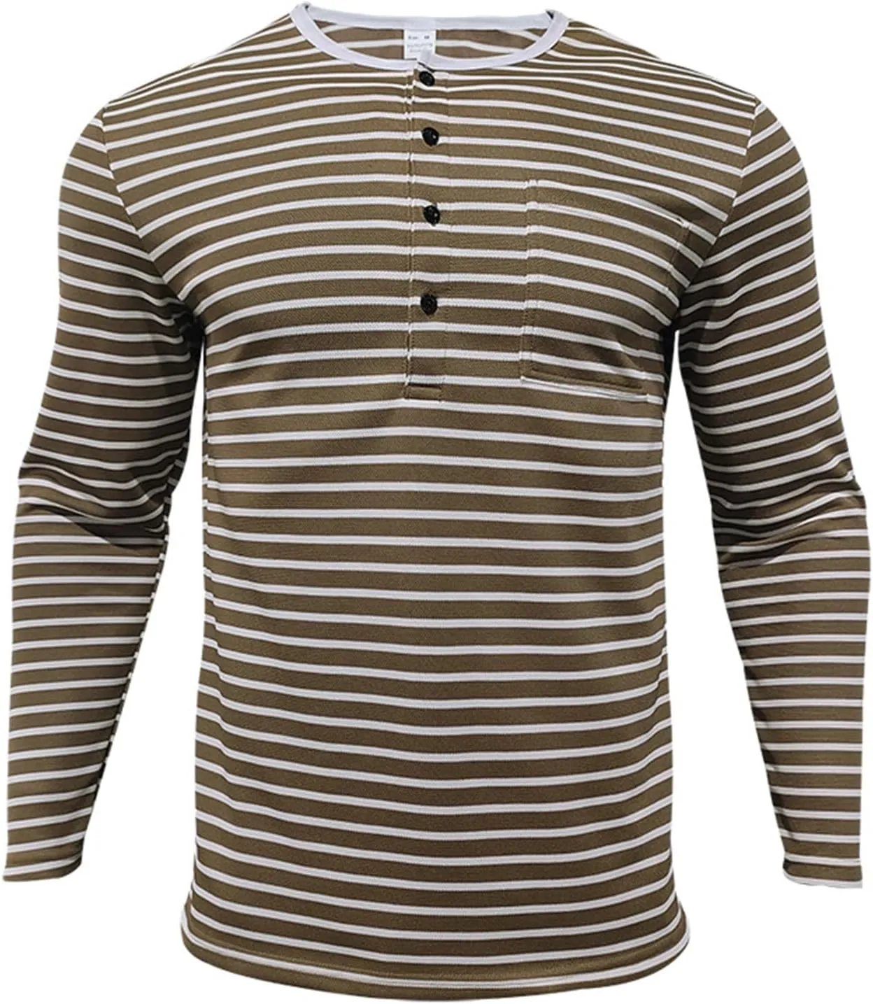 V Neck T Shirts Men Cotton Striped Slim Fit Henley Summer Deep Vneck Shirt Long Sleeve Workout Button Down Causal Top