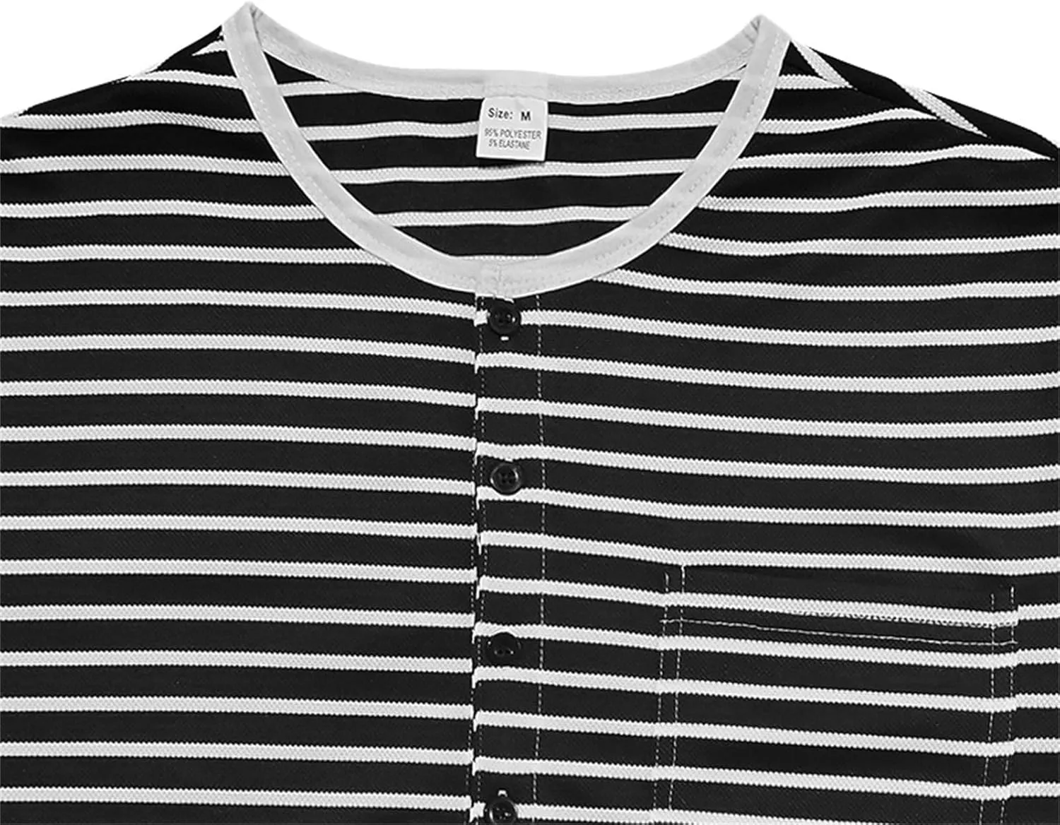 V Neck T Shirts Men Cotton Striped Slim Fit Henley Summer Deep Vneck Shirt Long Sleeve Workout Button Down Causal Top