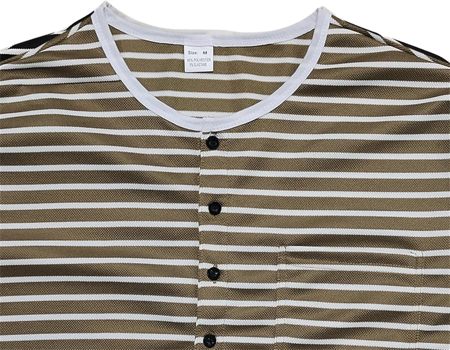 V Neck T Shirts Men Cotton Striped Slim Fit Henley Summer Deep Vneck Shirt Long Sleeve Workout Button Down Causal Top