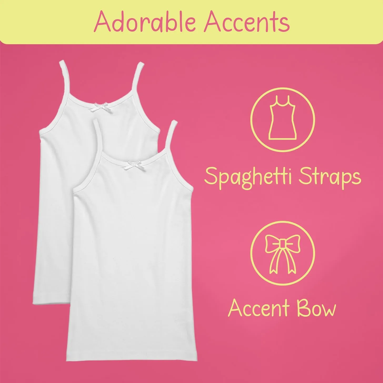 Valair Candyland Girls' 2-Pack 100% Cotton Spaghetti Straps Tank Top Undershirt Cami Set