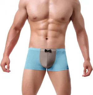 Valentines Day Gifts Men's Mid Wasited Funny Print Bowknot Icing Silk Breathable Boxer Briefs Underpant Shorts Pants