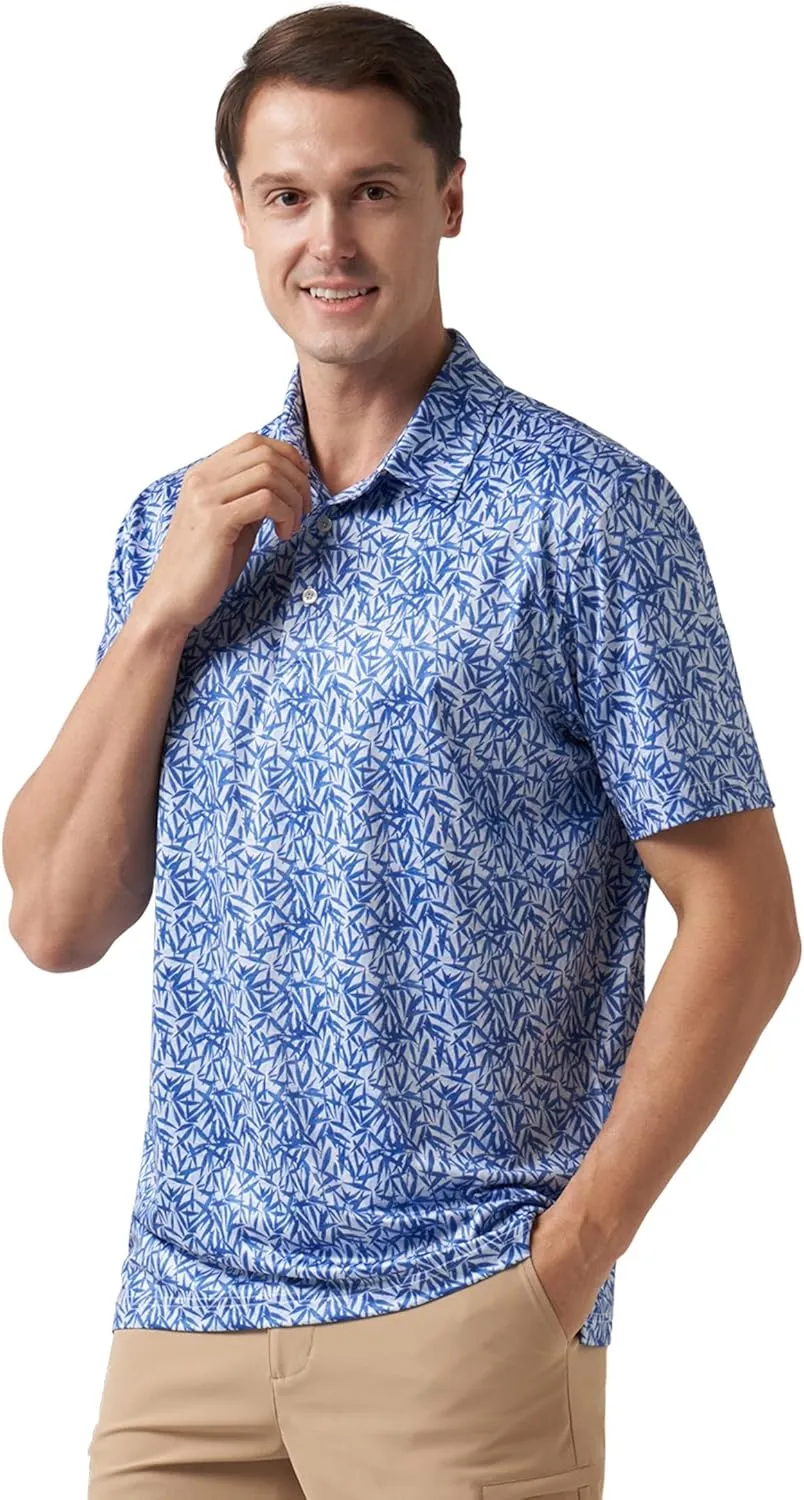 Willit Men's Golf Polo Shirts Short Sleeve Quick Dry Performance Moisture Wicking Print Casual