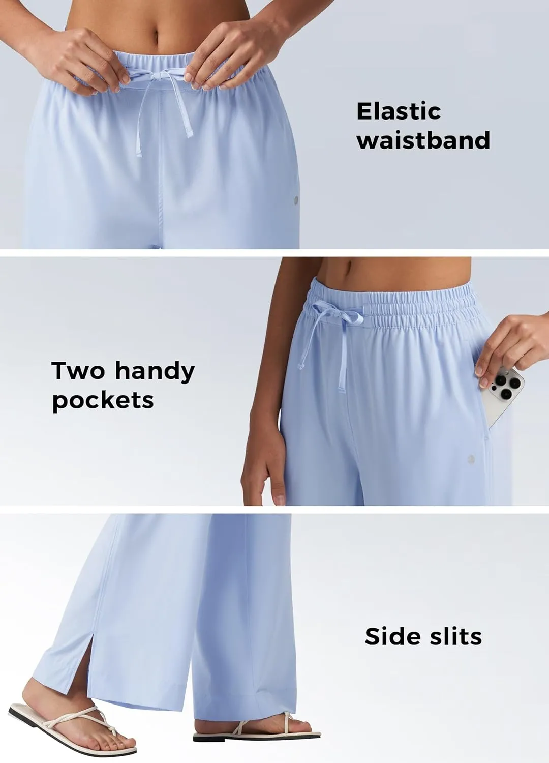 Willit Women's Wide Leg Pants Swim Beach Pants UPF 50  Lightweight Travel Quick Dry Sun Protective 29" 31"