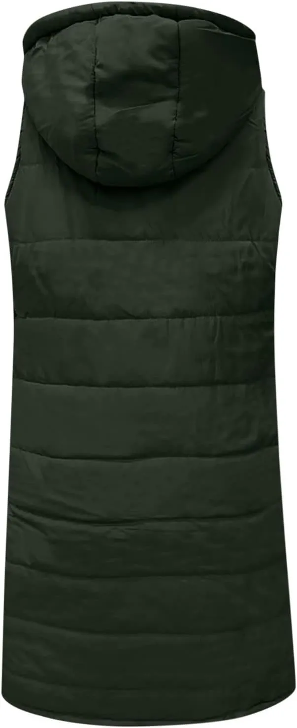 Winter Casual Stand Collar Gilet Hood Sleeveless Warm Down Coat with Pockets Quilted Vest Down Jacket Womens Puffer