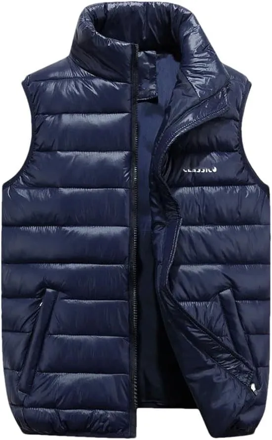 Winter Men Cotton Padded Vest Golf Warm Lightweight Sleeveless Jackets Male Coat Work Waistcoat