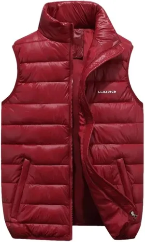 Winter Men Cotton Padded Vest Golf Warm Lightweight Sleeveless Jackets Male Coat Work Waistcoat