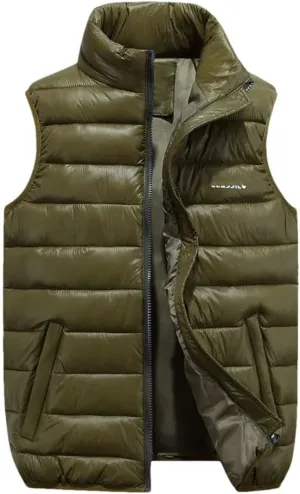 Winter Men Cotton Padded Vest Golf Warm Lightweight Sleeveless Jackets Male Coat Work Waistcoat