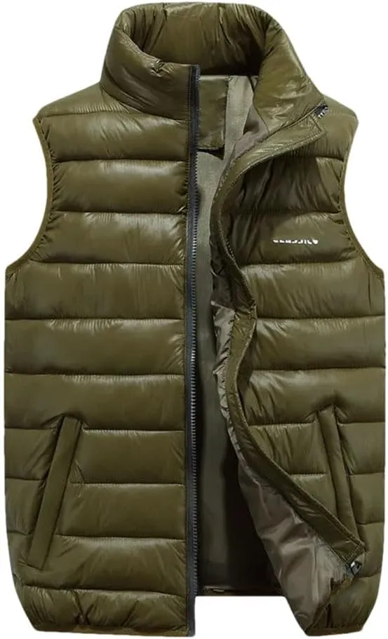 Winter Men Cotton Padded Vest Golf Warm Lightweight Sleeveless Jackets Male Coat Work Waistcoat