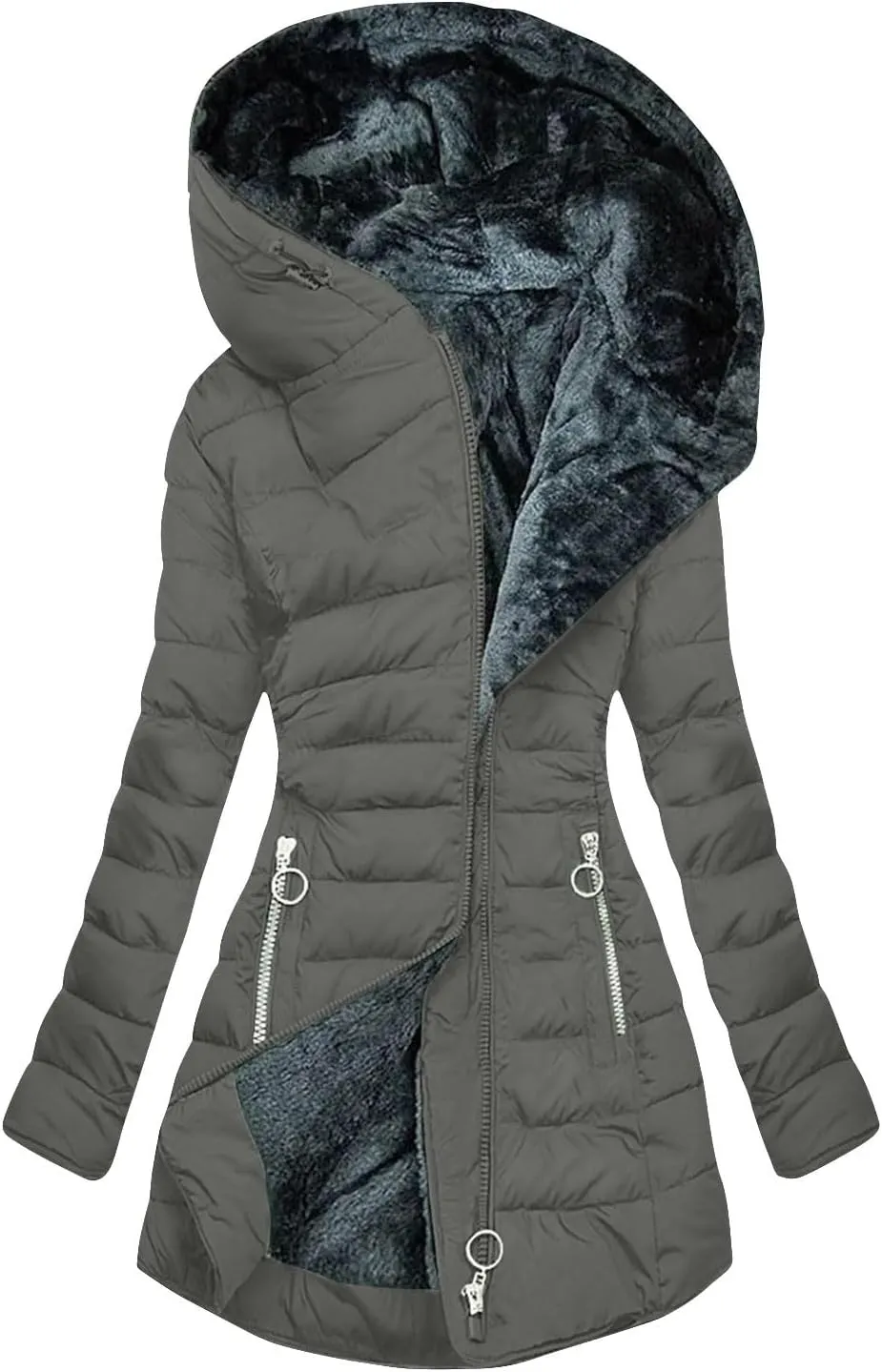 with Faux fur Removable Hood Lapel Collar Long Sleeve Jacket Vintage Thicken Coat Jacket Warm Baggy Short Down Coats
