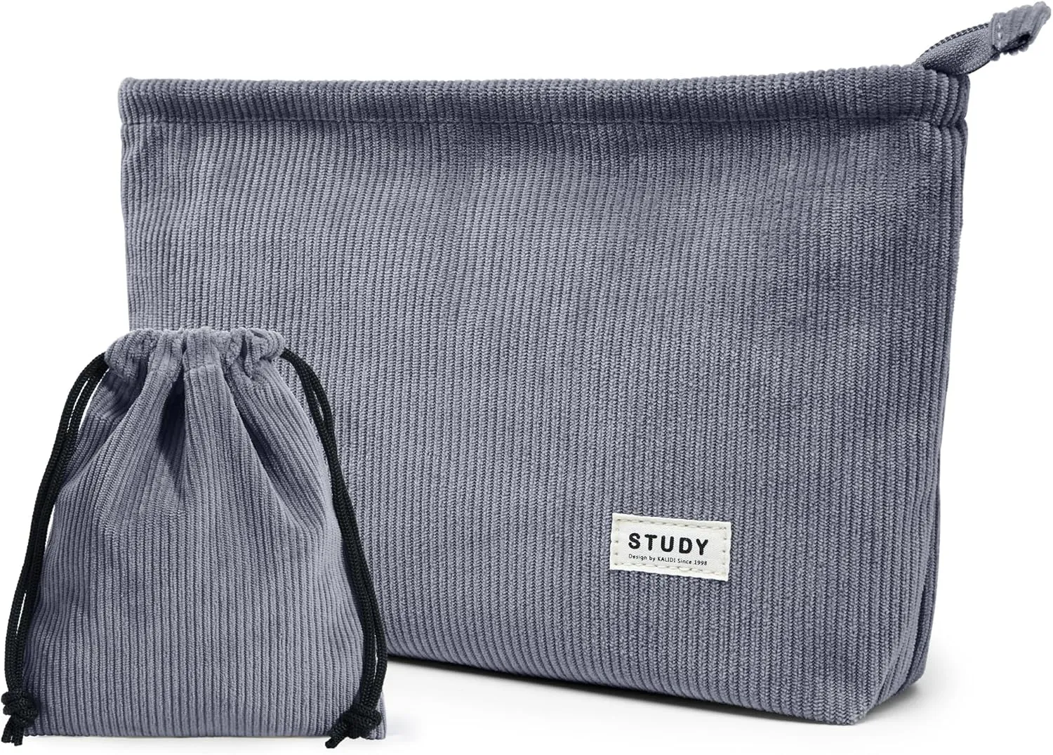 WLLWOO Makeup Bag-2pcs CowCorduroy Cosmetic Bag Zipper Interior Waterproof Pencil Case Coin Purse Travel Toiletry Small Makeup Pouch For Women