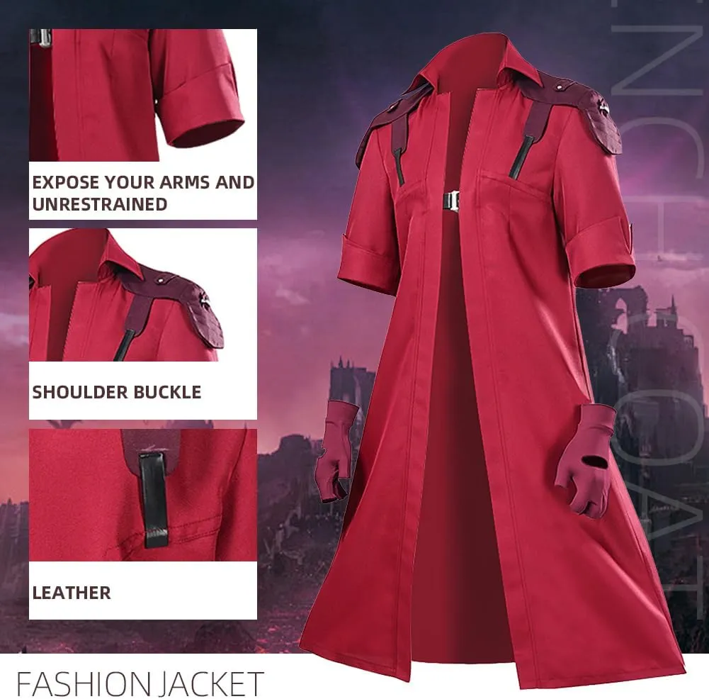 Wolancy Mens Retro Vintage Trench Coat Long Classic Red Jacket Gloves Necklace Outfit Windbreaker Jackets Overcoat