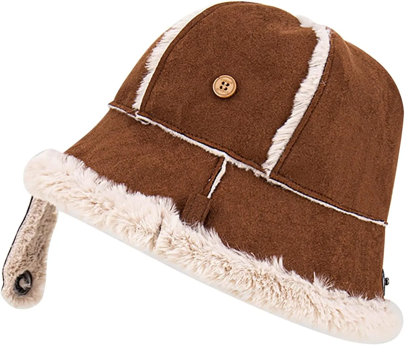 Women Men Fleece Warm Thick Fisherman's Cap Suede Leather Bucket Hats Windproof Inclining Bag Fisherman Hat