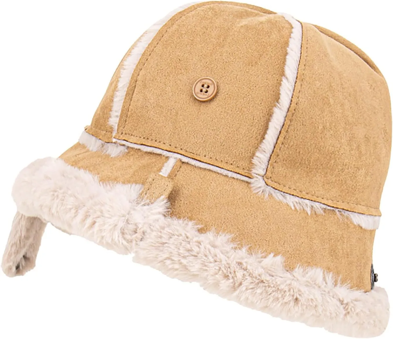 Women Men Fleece Warm Thick Fisherman's Cap Suede Leather Bucket Hats Windproof Inclining Bag Fisherman Hat
