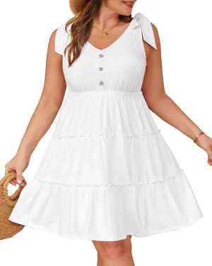 Women Plus Size Summer Dresses - Casual Beach Sun Graduation Vacation Sleeveless Short Sundress
