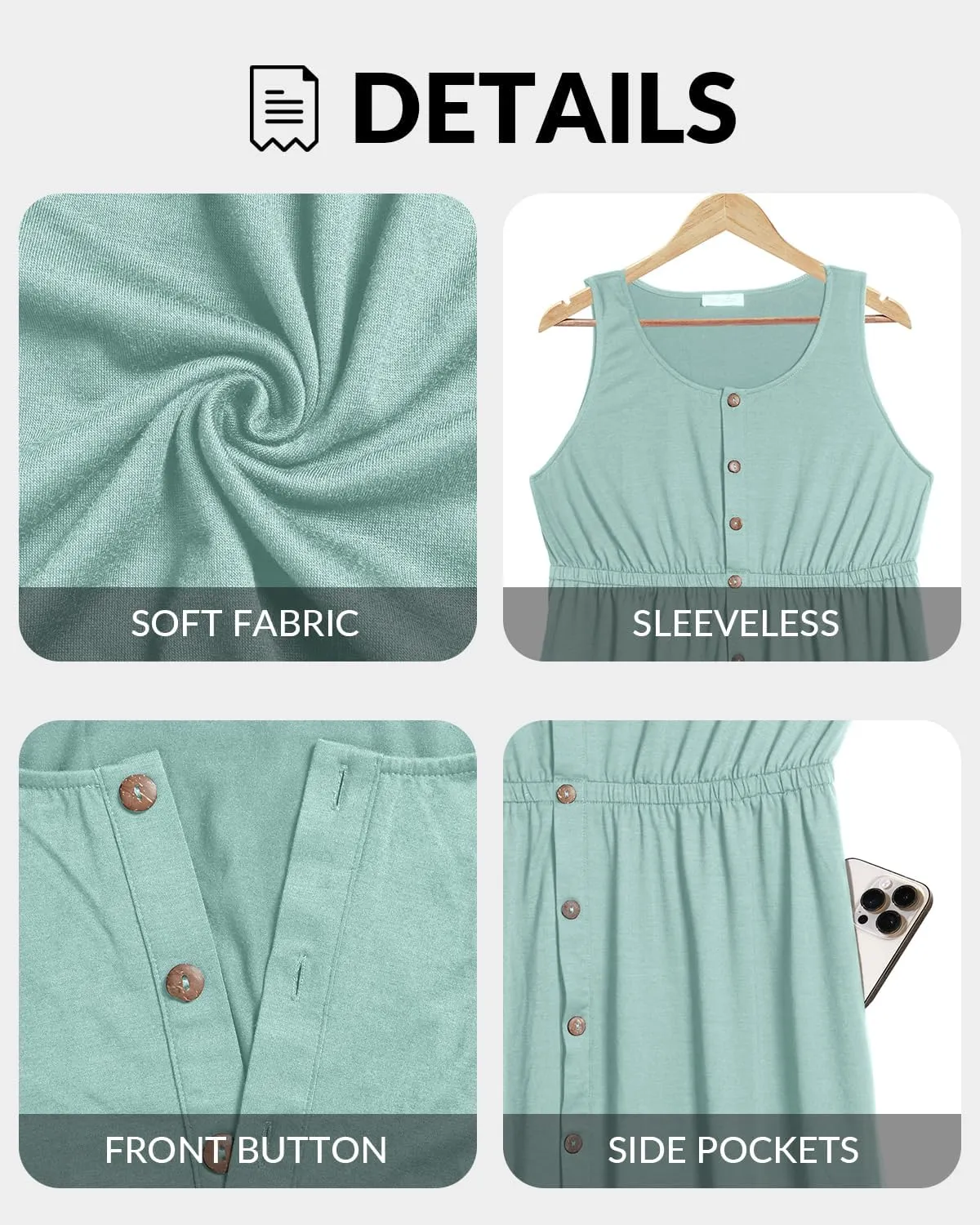 Women Plus Size Summer Dresses - Casual Sun Tank Sleeveless Short Dress with Pockets