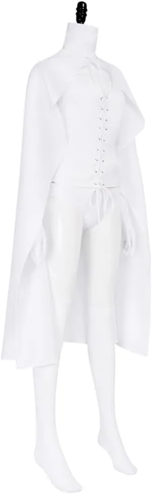 Women Queen Emma Frost Cosplay Top Cloak Gloves Socks Emma Frost Costume White Uniform for Halloween
