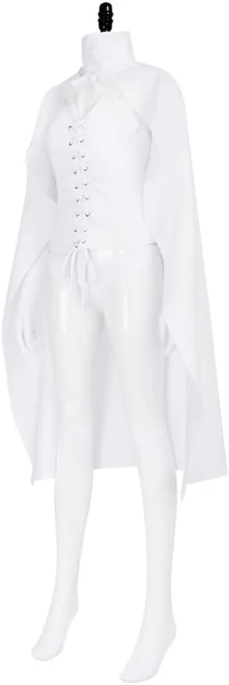Women Queen Emma Frost Cosplay Top Cloak Gloves Socks Emma Frost Costume White Uniform for Halloween
