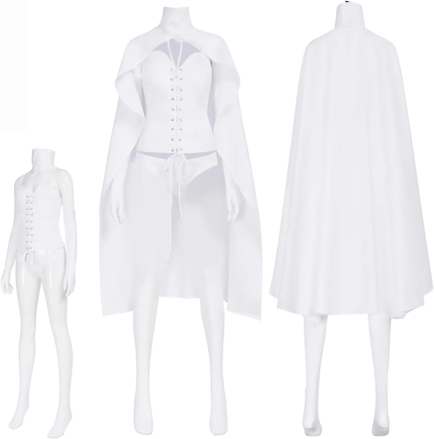 Women Queen Emma Frost Cosplay Top Cloak Gloves Socks Emma Frost Costume White Uniform for Halloween