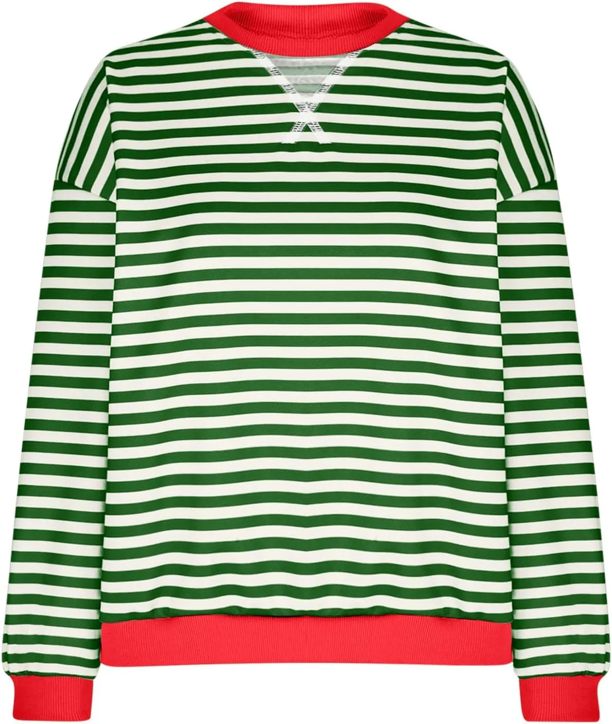 Women Striped Oversized Sweatshirt Long Sleeve Crewneck Hoodies Shirts 2024 Fall Pullover Top Trendy Preppy Clothes