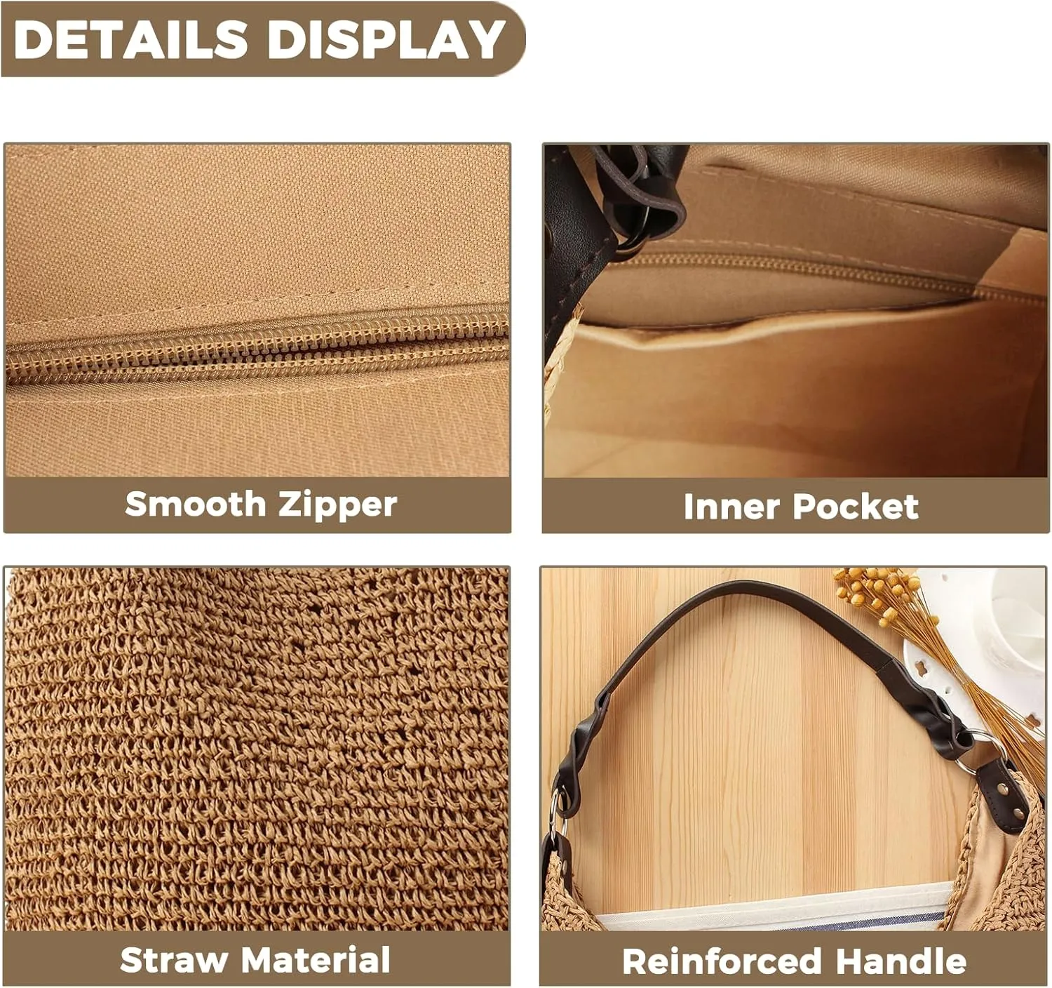 Women's Beach Straw Bag Large Straw Summer Handbags Handmade Woven Boho Hobo Raffia Tote Bags 2025 Summer Purse