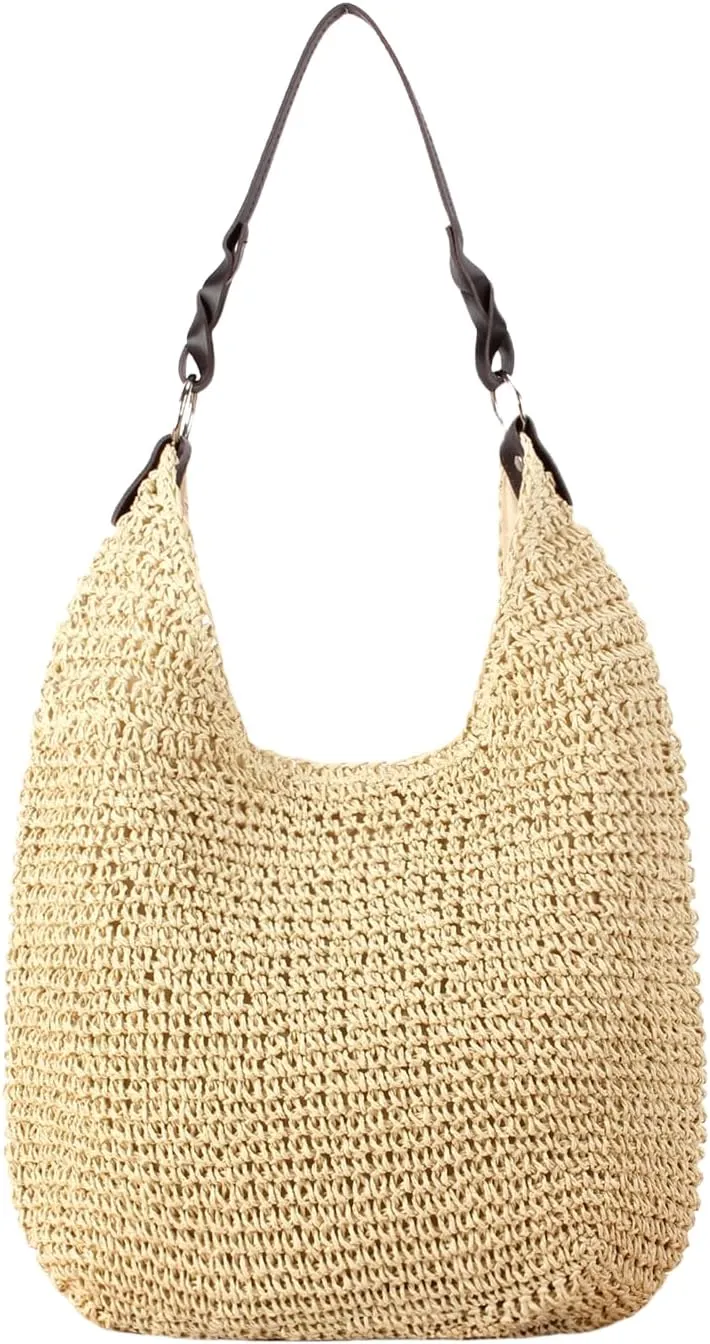 Women's Beach Straw Bag Large Straw Summer Handbags Handmade Woven Boho Hobo Raffia Tote Bags 2025 Summer Purse