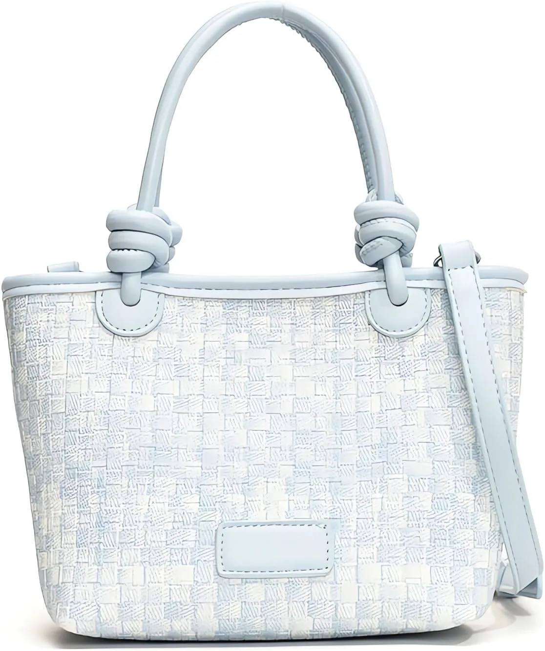 Women's Braid Pure Color Bucket Bags and Crossbody Bags,Female Purses Quilted Tote Bags Satchel Bags Shoulder Bags Blue