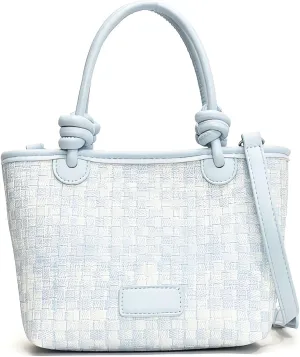 Women's Braid Pure Color Bucket Bags and Crossbody Bags,Female Purses Quilted Tote Bags Satchel Bags Shoulder Bags Blue
