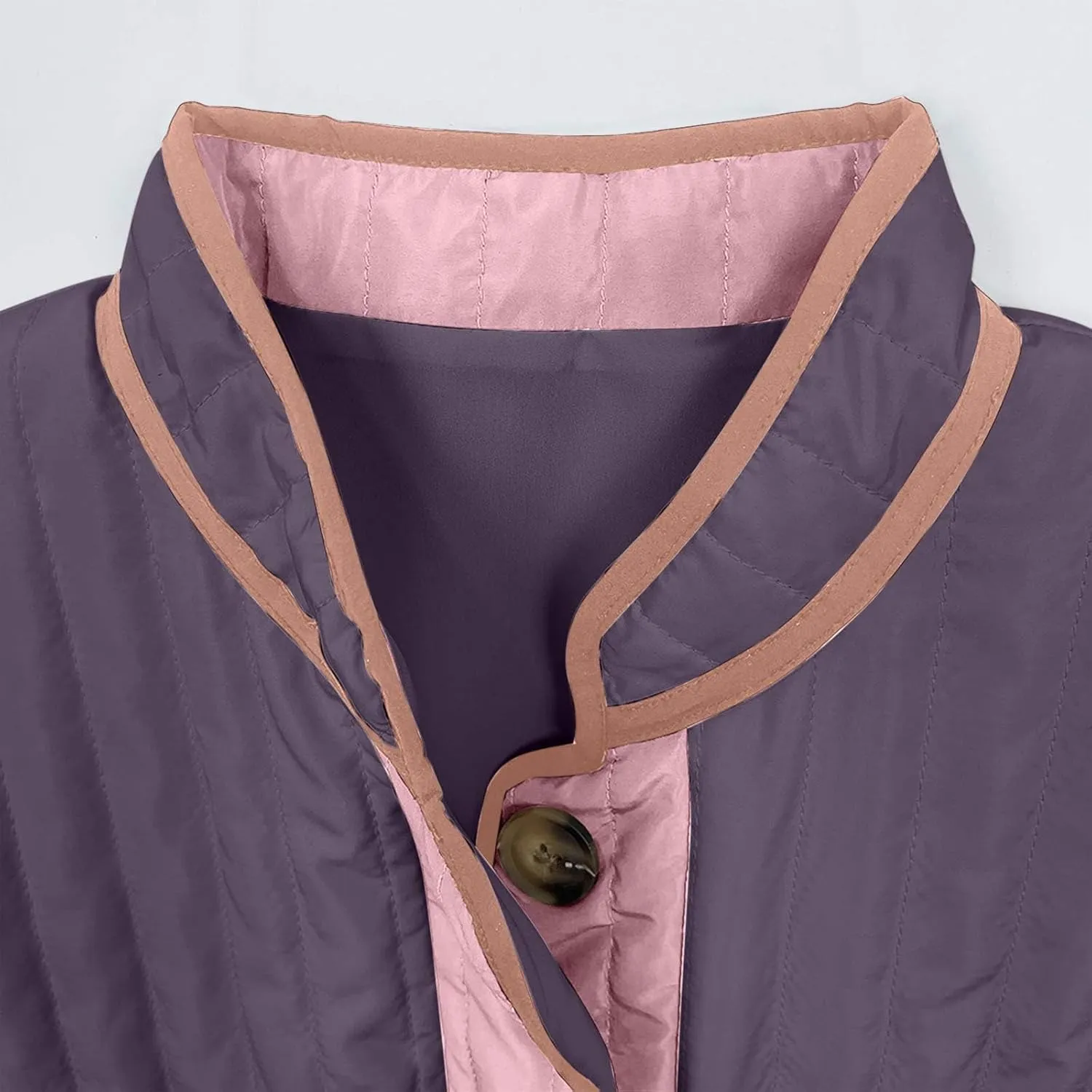 Womens Casual Quilted Jacket Winter Lightweight Color Block Padded Coat Y2k Long Sleeve Cropped Cotton Jackets