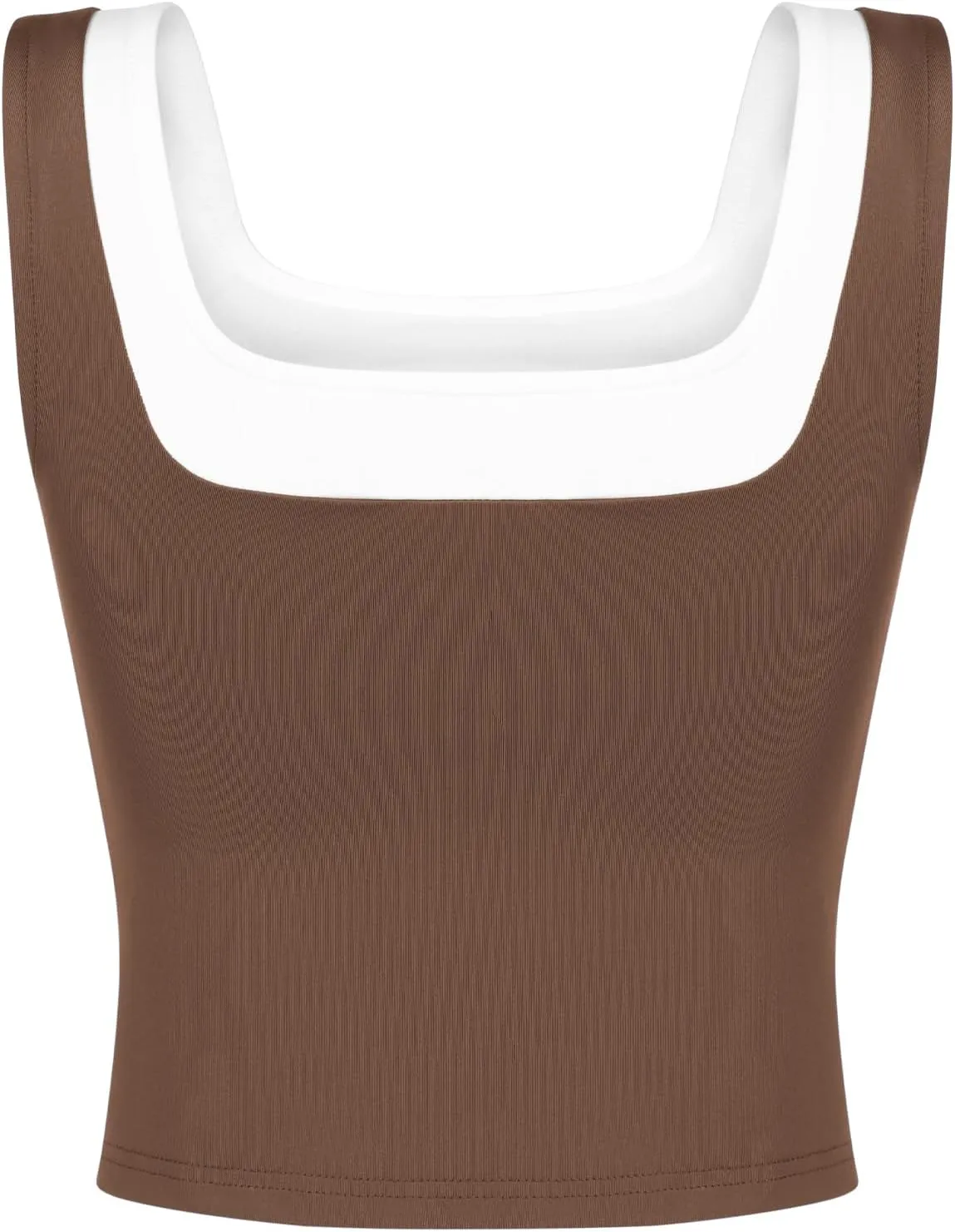 Womens Crop Tank Tops Summer Square Neck Top Slim Fitted Color Block Yoag Shirts