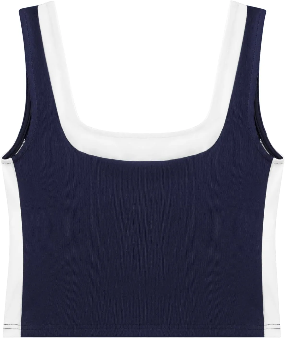 Womens Crop Tank Tops Summer Square Neck Top Slim Fitted Color Block Yoag Shirts