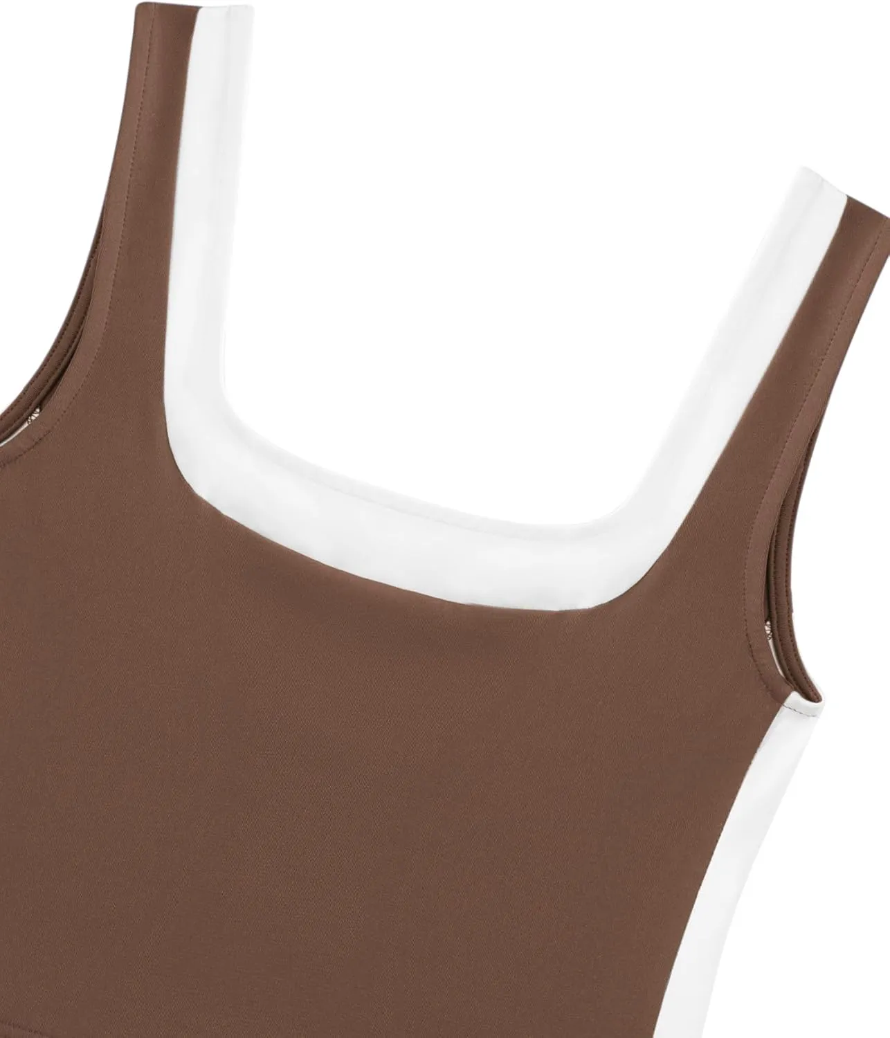 Womens Crop Tank Tops Summer Square Neck Top Slim Fitted Color Block Yoag Shirts