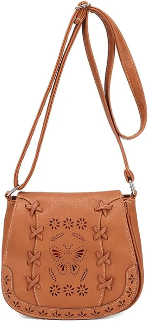 Women's Crossbody Saddle Bags PU Leather Small Shoulder Bag with Adjustable Strap and Magnetic Button