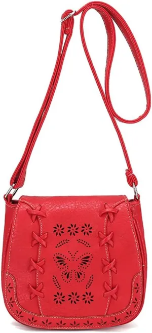 Women's Crossbody Saddle Bags PU Leather Small Shoulder Bag with Adjustable Strap and Magnetic Button